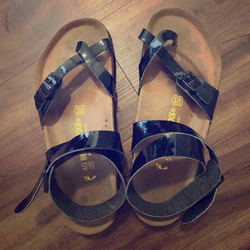 Black Strappy Birkenstocks Size 40